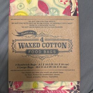 Trader Joe’s Waxed Cotton Food Bags Set Of 4 New